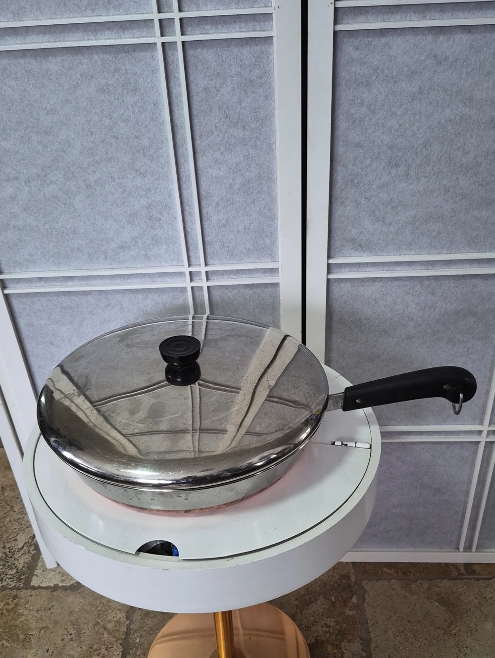 Vintqge Recere Ware Copper Bottom 12 Inch Feying Pan With Lid